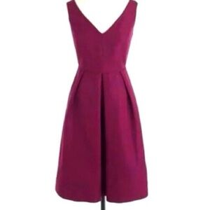J.Crew Burgundy 'Kami' V-Neck Fit & Flare Dress Classic Faille Size 10